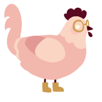 A pink chicken with a head pattern