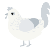 A white and mist chicken with a half-lace pattern