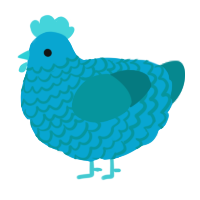 blue raspberry, a cerulean and teal chicken with a lace pattern