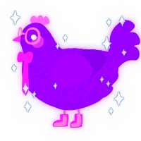 A violet chicken with a lace pattern