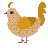 Lemon, a beige and ochre chicken with a speckle pattern