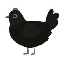 A black and sable chicken with a head pattern