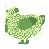 clover field, a spring and viridian chicken with a lace pattern
