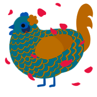 A sea and orange chicken with a lace pattern