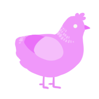 Lila, a lavender chicken with a neck-band pattern