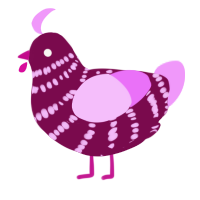A wine and lavender chicken with a bar pattern