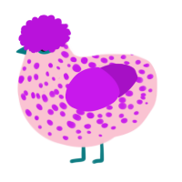 A rose and amethyst chicken with a speckle pattern