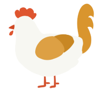 A white and orange chicken