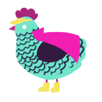 A crimson and gluppy chicken with a lace pattern