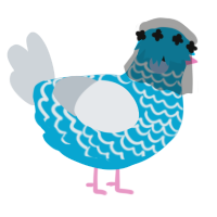 Hyaline, a cerulean and mist chicken with a lace pattern