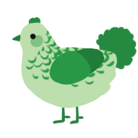 Broccoli, a gluppy and viridian chicken with a half-lace pattern