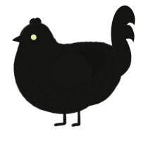 A black chicken with a lace pattern