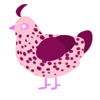 A rose and wine chicken with a speckle pattern