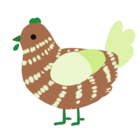 A brown and apple chicken with a bar pattern