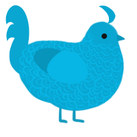 A cerulean chicken with a double-lace pattern