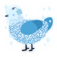 Mystic, a mist and cerulean chicken with a double-lace pattern