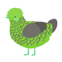 Booger, a grass and grey chicken with a lace pattern