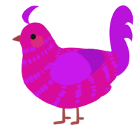 A fuchsia and amethyst chicken with a bar pattern