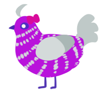 Gakupo, a amethyst and silver chicken with a bar pattern