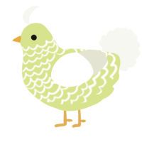 A lemon and white chicken with a lace pattern