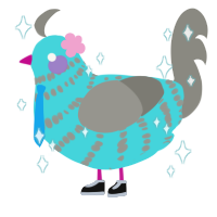 Miku, a aqua and ash chicken with a bar pattern