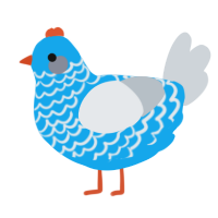 blueish carrot, a sky and mist chicken with a lace pattern