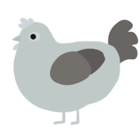 A silver and grey chicken