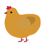 A orange and gold chicken with a speckle pattern