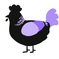 A black and lilac chicken with a neck-band pattern