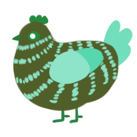 A olive and mint chicken with a bar pattern