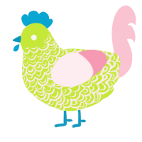 A lime and rose chicken with a double-lace pattern