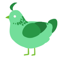 A spring and viridian chicken with a neck-speckle pattern