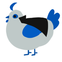 A silver and ultramarine chicken