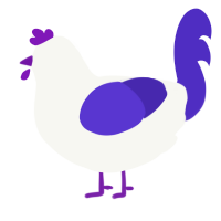 A white and indigo chicken
