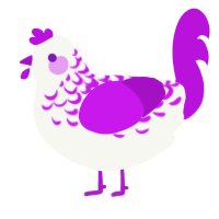 A white and amethyst chicken with a half-lace pattern