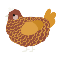 A russet and orange chicken with a lace pattern