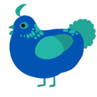 (unnamed), a ultramarine and turquoise chicken with a neck-speckle pattern
