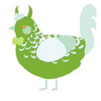 A chartreuse and gluppy chicken with a half-lace pattern