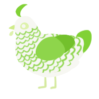 Bright Lace, a white and grass chicken with a lace pattern