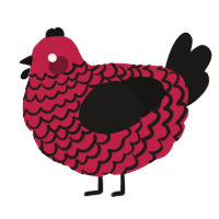 Hemophobia, a crimson and sable chicken with a lace pattern