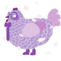 Lilac, a blurple and orchid chicken with a lace pattern