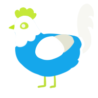 A sky and white chicken with a head pattern