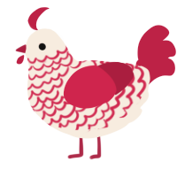 Strawberry Tart, a cream and crimson chicken with a lace pattern