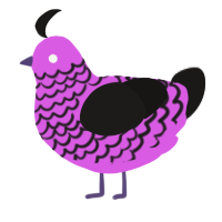 A orchid and sable chicken with a lace pattern