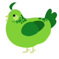 germie, a grass and leaf chicken with a neck-speckle pattern