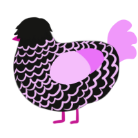 A black and lavender chicken with a lace pattern