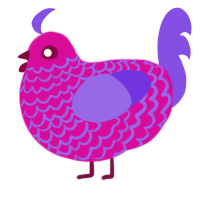 Chemophobia, a fuchsia and blurple chicken with a lace pattern