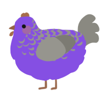 A blurple and ash chicken with a half-lace pattern