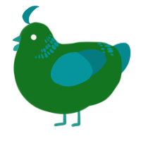 A leaf and teal chicken with a neck-band pattern