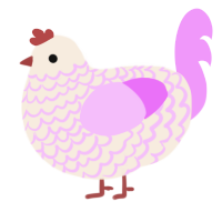 A cream and lavender chicken with a lace pattern